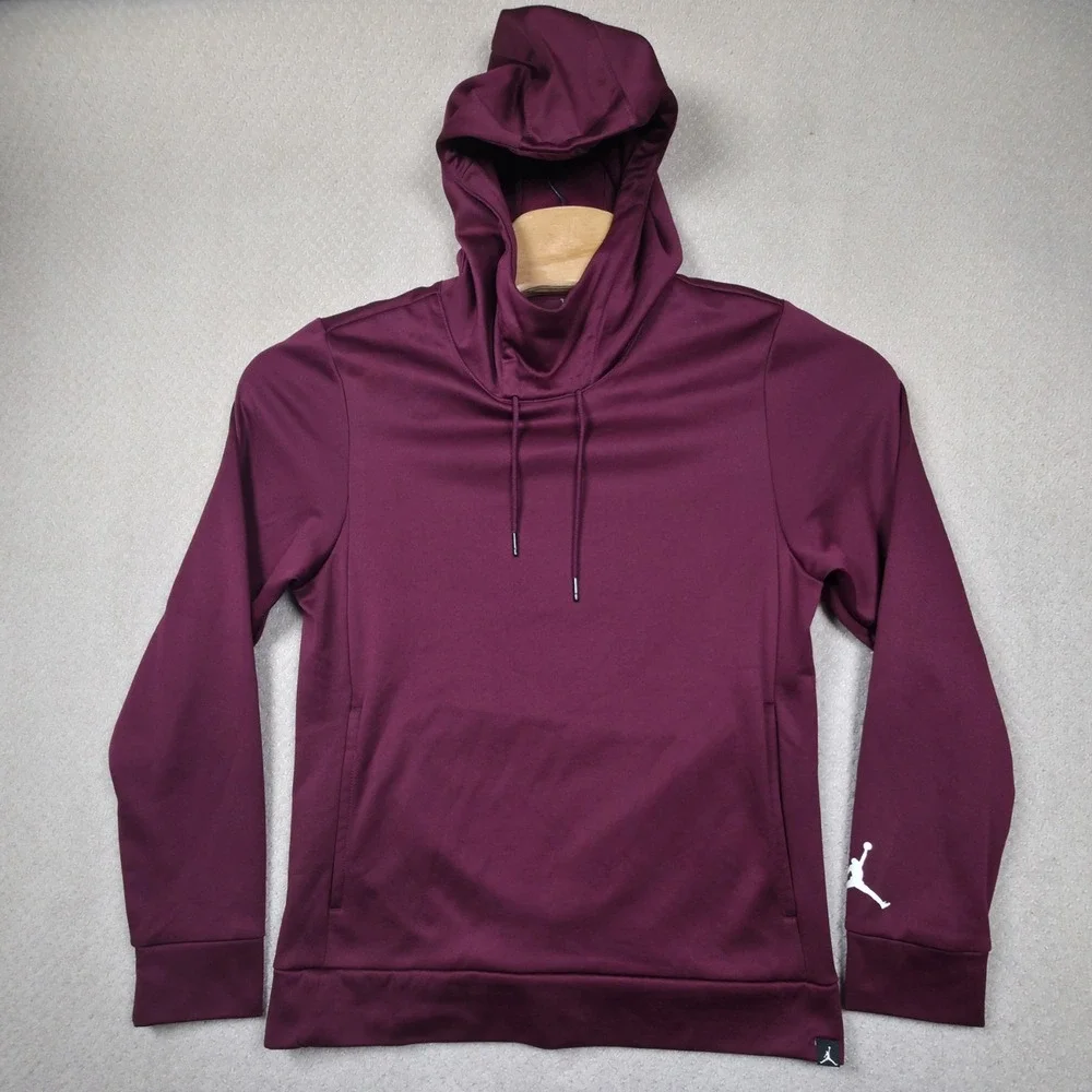 Jordan Therma-FIT Hoodie‎ Mens Small Burgundy Jumpman Sweatshirt Funnel Neck Gym
